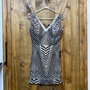 Lulus Party Like Me Black and Light Nude Sequin Bodycon Mini Dress